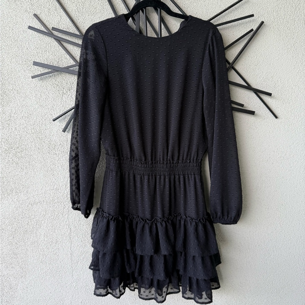 Express Black Long Sleeve Ruffle Dress